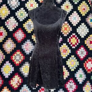 Vintage Black Velvet Mini Dress